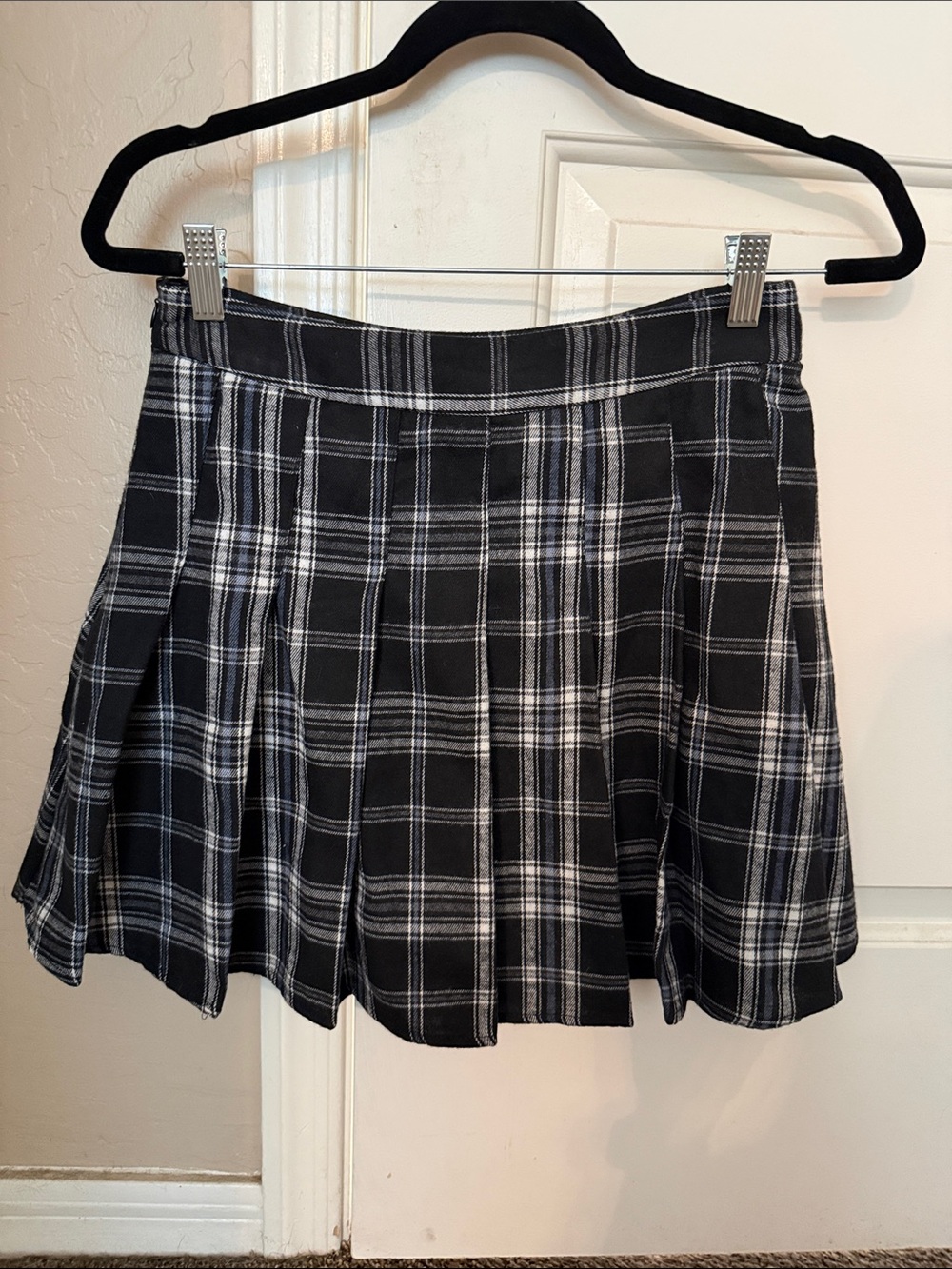 Black Plaid Pleated Mini Skirt - Timeless Schoolgirl Style